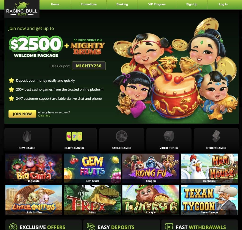 Raging Bull Slots Online Casino Site